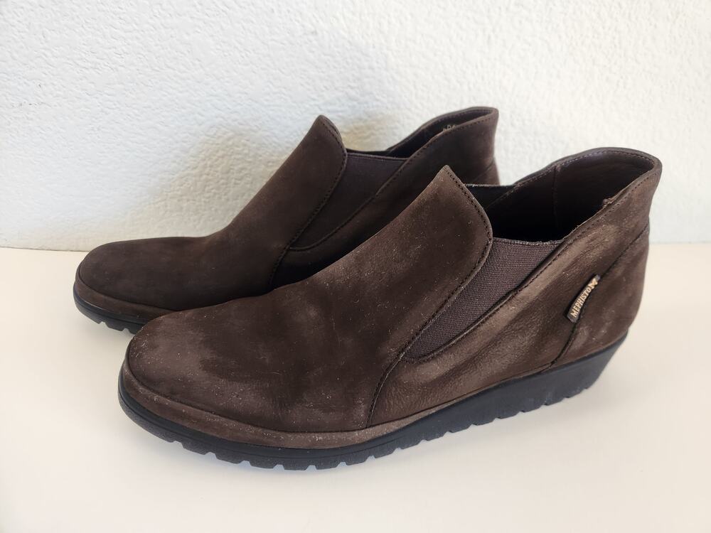 Mephisto Rosita Wedge Slip on Boot in Brown Suede Women Size 9 Excellent